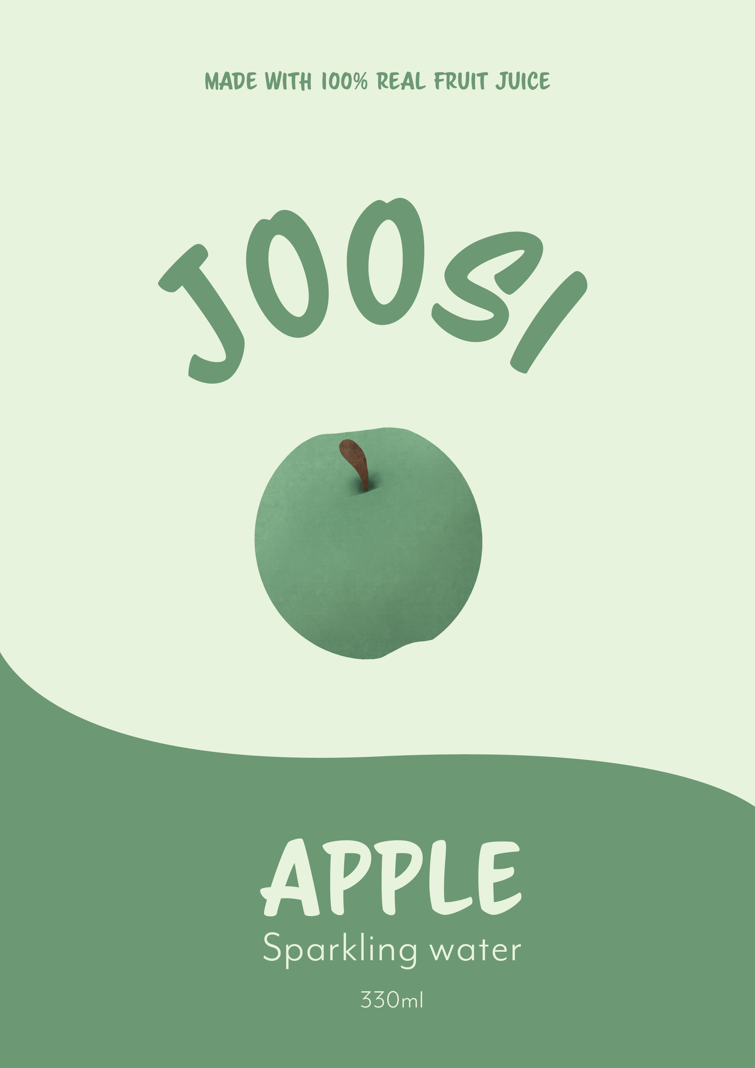 Illustration of the front of an apple Joosi can